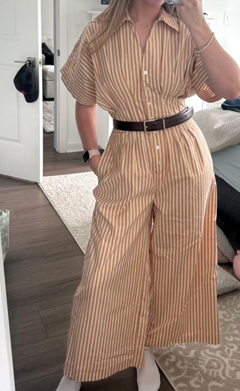 EXQUISE The Tobie Button-Front Cropped Pleated Jumpsuit in Natural Size Medium